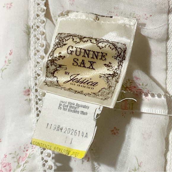 Gunne Sax Jessica Vintage Dress M Floral Chiffon Maxi Flutter Sleeve Cottagecore - Picture 13 of 15